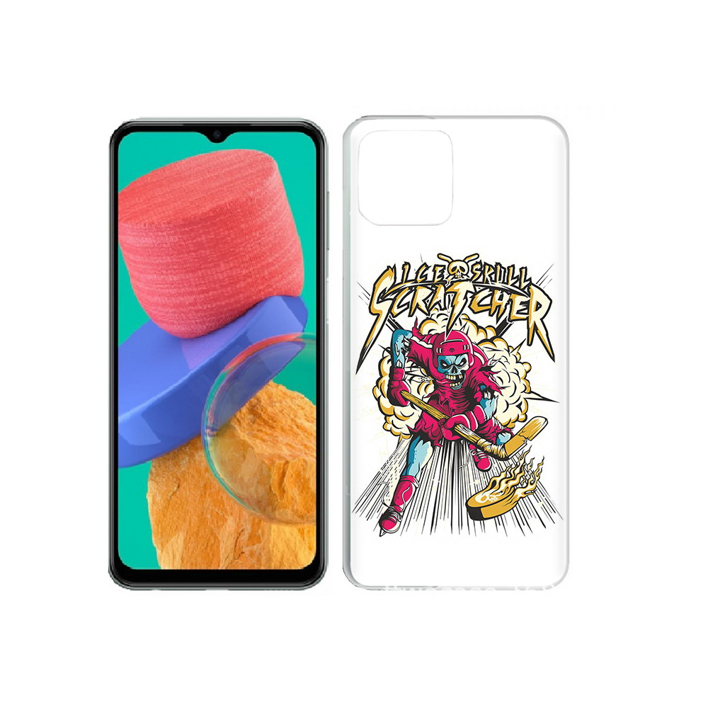 

Чехол MyPads Tocco для Samsung Galaxy M33 нарисованный скелет хоккеист (PT227322.603.514), Прозрачный, Tocco