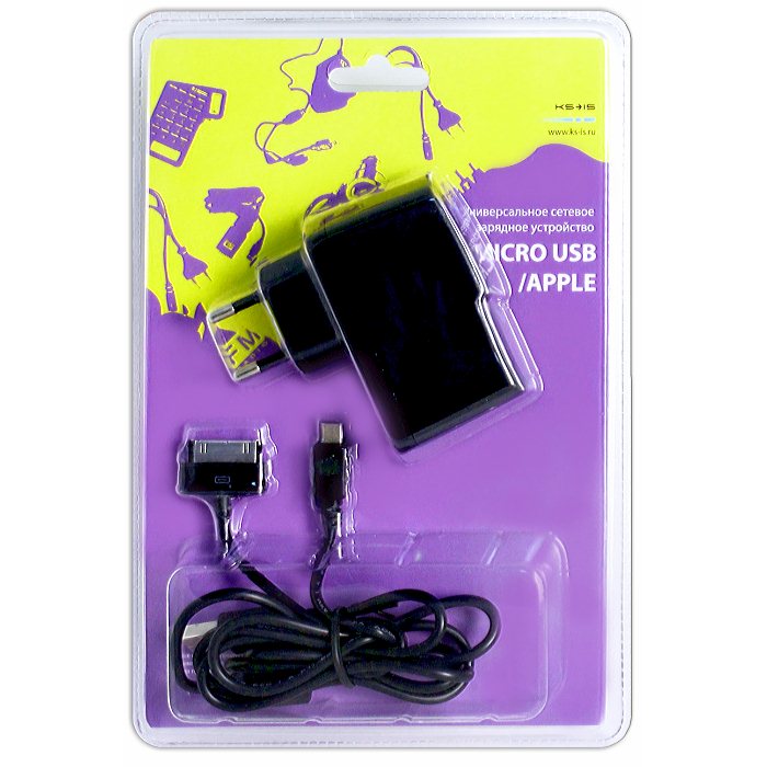 

Сетевой адаптер питания KS-is KS-167 Tich 2А USB-порт плюс кабель microUSB и App 30pin