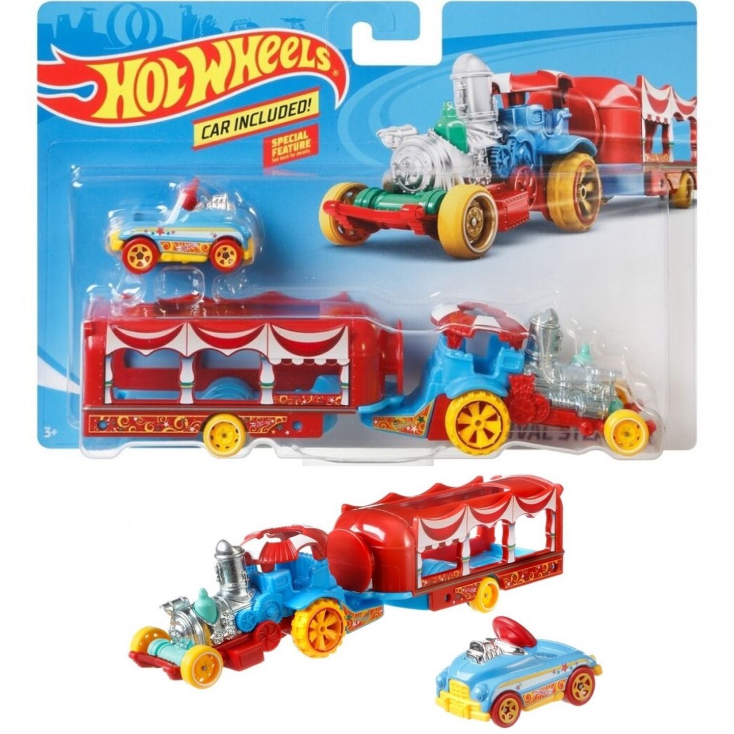 

Машинка металлическая Hot Wheels набор Car-Nival Steamer грузовик и машинка 2 шт, Красный, HW-metall-all