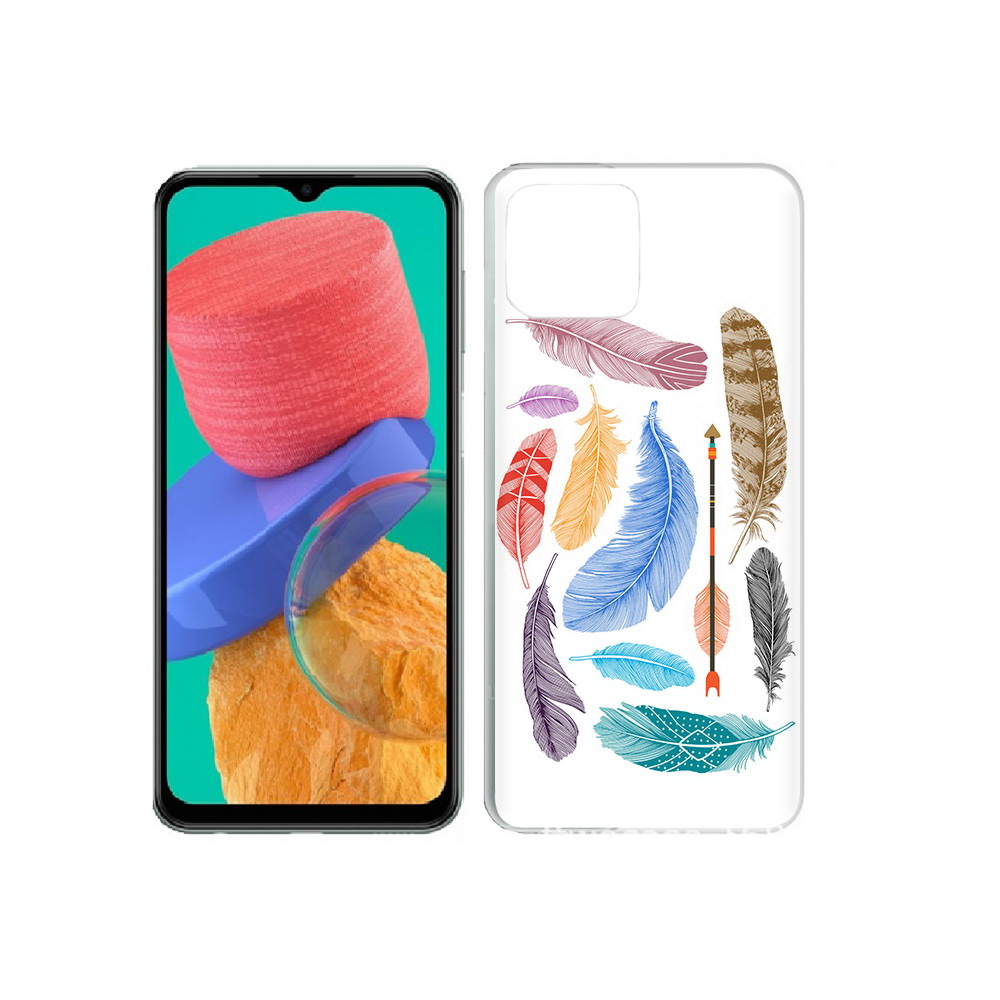 

Чехол MyPads Tocco для Samsung Galaxy M33 разноцветные перья (PT227322.603.572), Прозрачный, Tocco