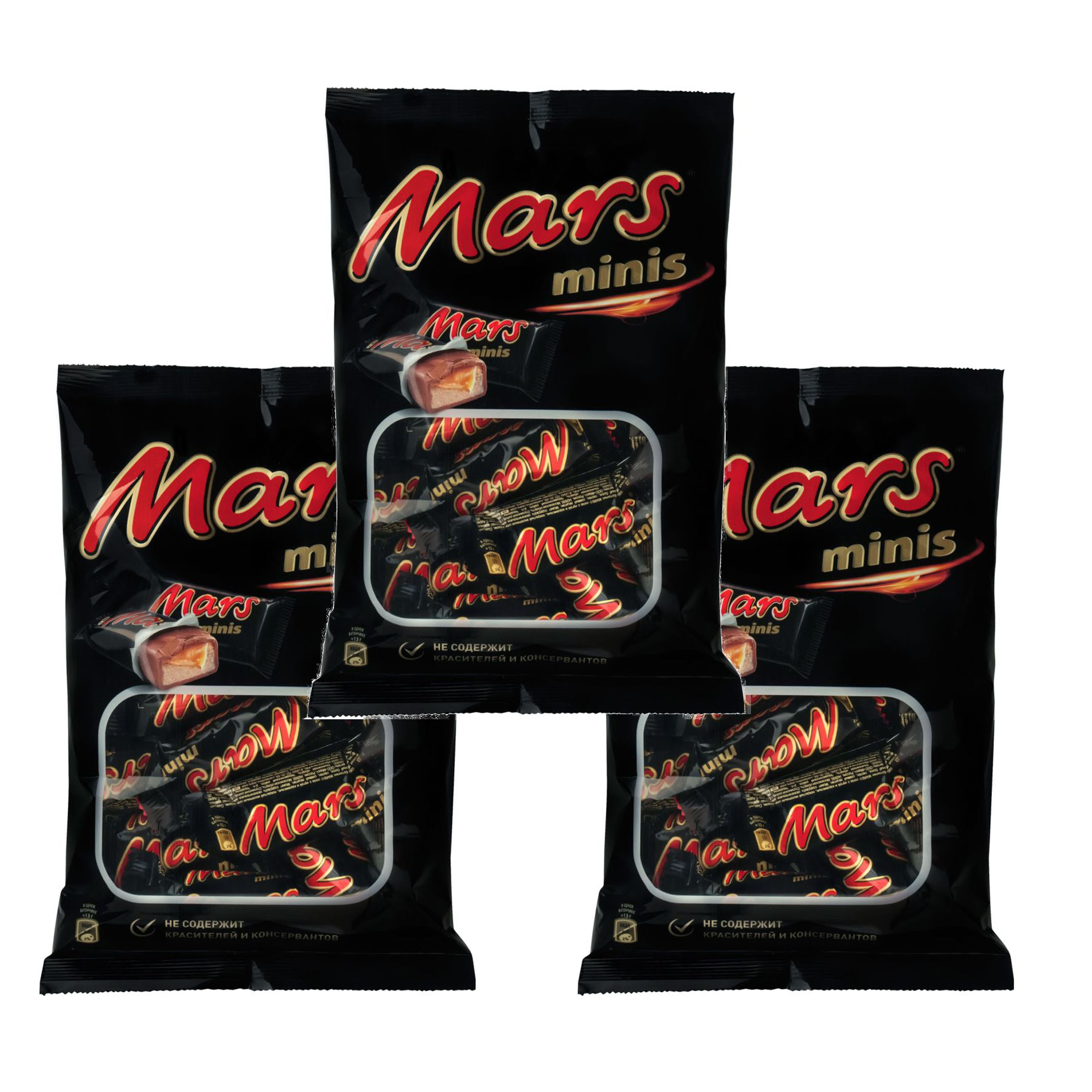 Шоколадные конфеты Mars Minis, Молочный шоколад, Карамель, Пакет, 182 гр.*3шт.