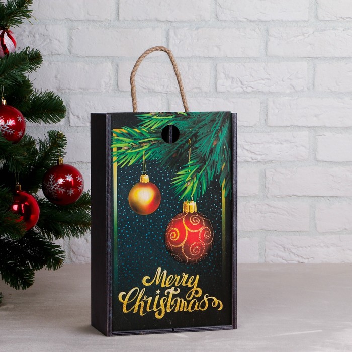 

Переноска для 2 бутылок Merry Christmas с веревочной ручкой, 36х21,5х11,5 см, Разноцветный