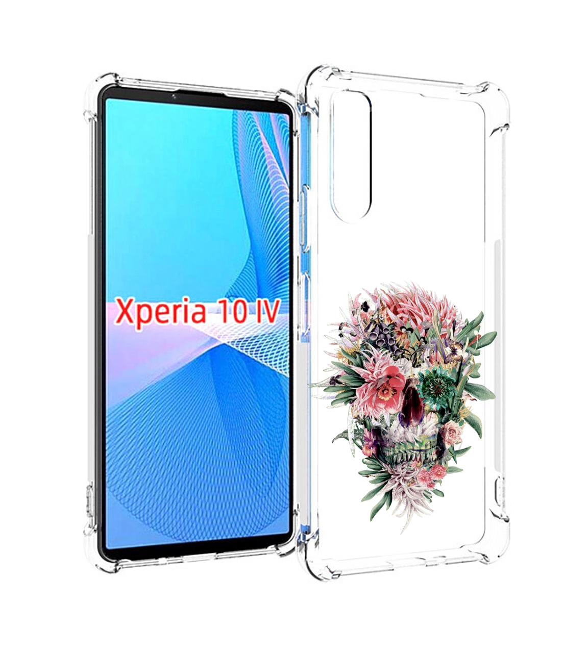 

Чехол MyPads череп из цветов для Sony Xperia 10 IV (10-4), Прозрачный, Tocco