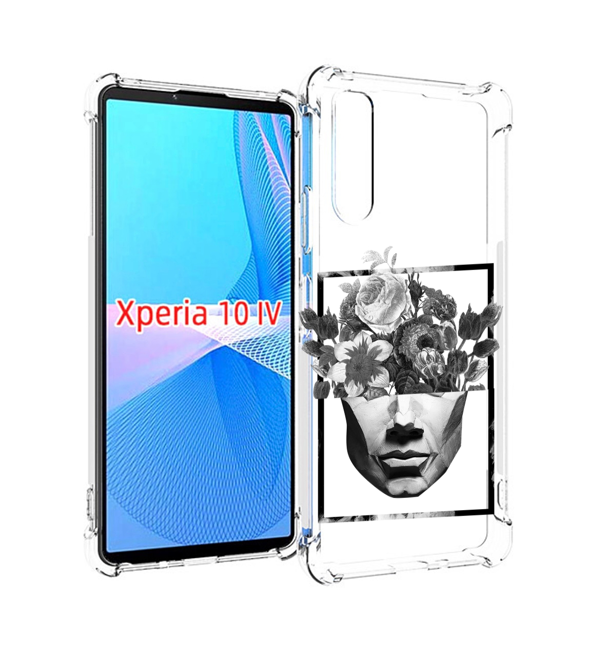 

Чехол MyPads черно белая ваза в абстракции для Sony Xperia 10 IV (10-4), Прозрачный, Tocco