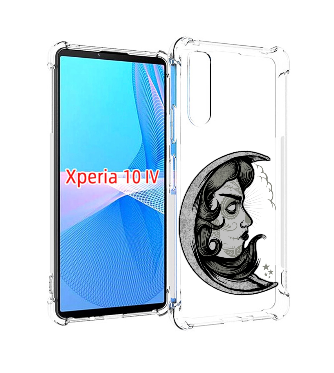 

Чехол MyPads черно белая луна с лицом для Sony Xperia 10 IV (10-4), Прозрачный, Tocco