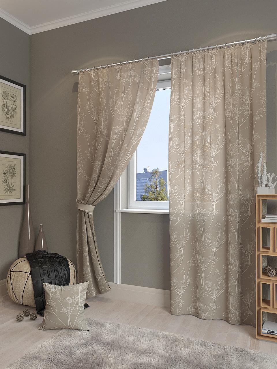 

Комплекты штор AT HOME Эликс высота 280 см, ширина 150 см, Бежевый, 945321