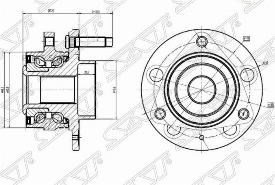 

Ступичный Узел Перед Chevrolet Cruze/Opel Astra J/Zafira 09- (R16) Sat арт. ST-13502829
