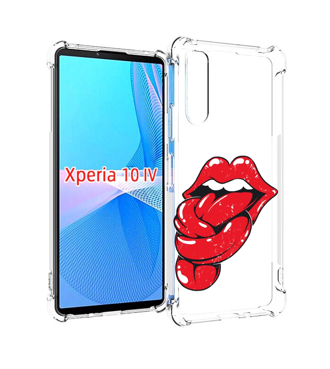 

Чехол MyPads яркие губы с языком для Sony Xperia 10 IV (10-4), Прозрачный, Tocco
