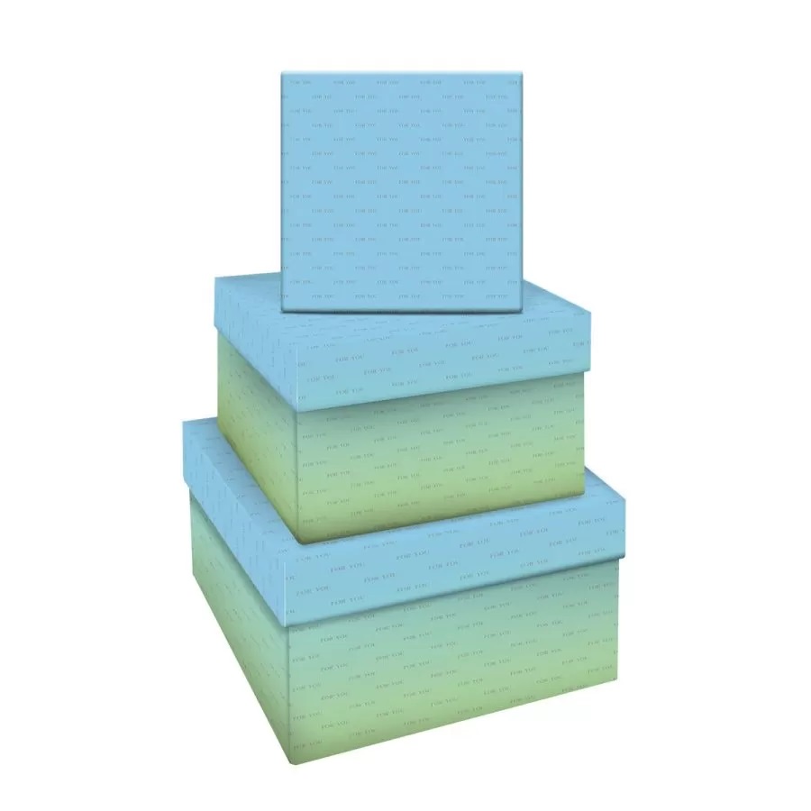 

Набор квадратныx коробок 3в1, MESHU Green-blue gradient, (19,5x19,5x11-15,5x15,5x9см)