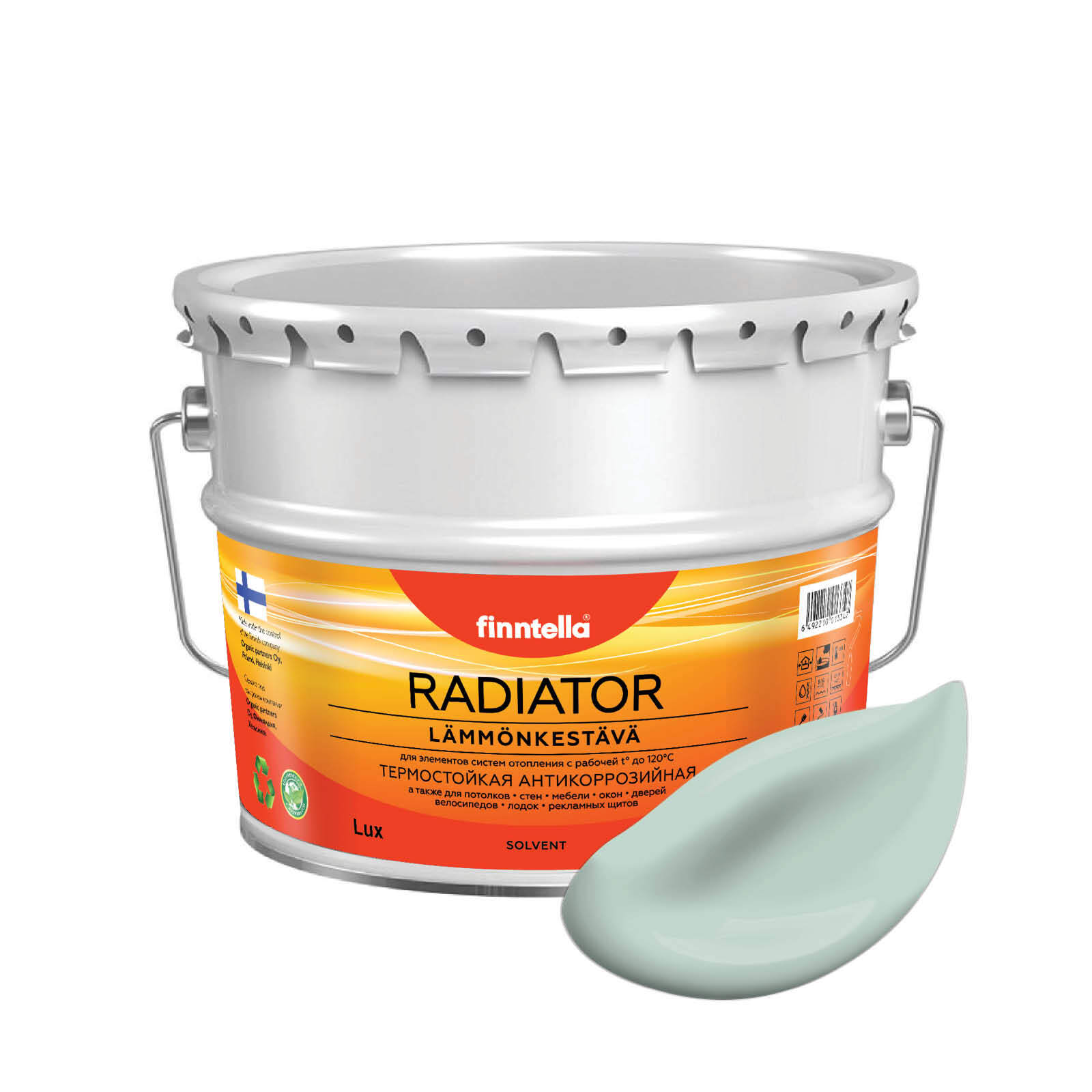

Краска RADIATOR, PAISTAA бледно-бирюзовый, 9л, Зеленый, RADIATOR специализированная для батарей и радиаторов отопления