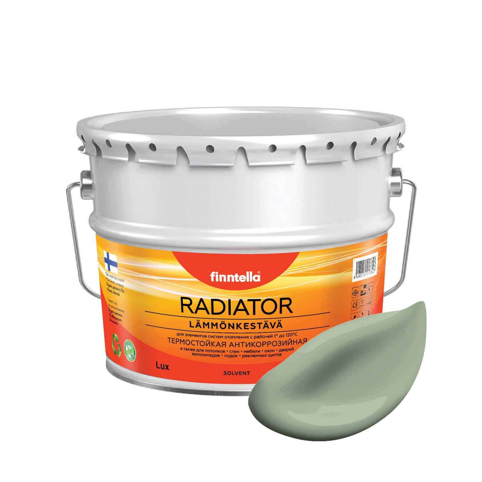 

Краска RADIATOR, PASTELLIVIHREA светло-зеленый хаки, 9л, RADIATOR специализированная для батарей и радиаторов отопления