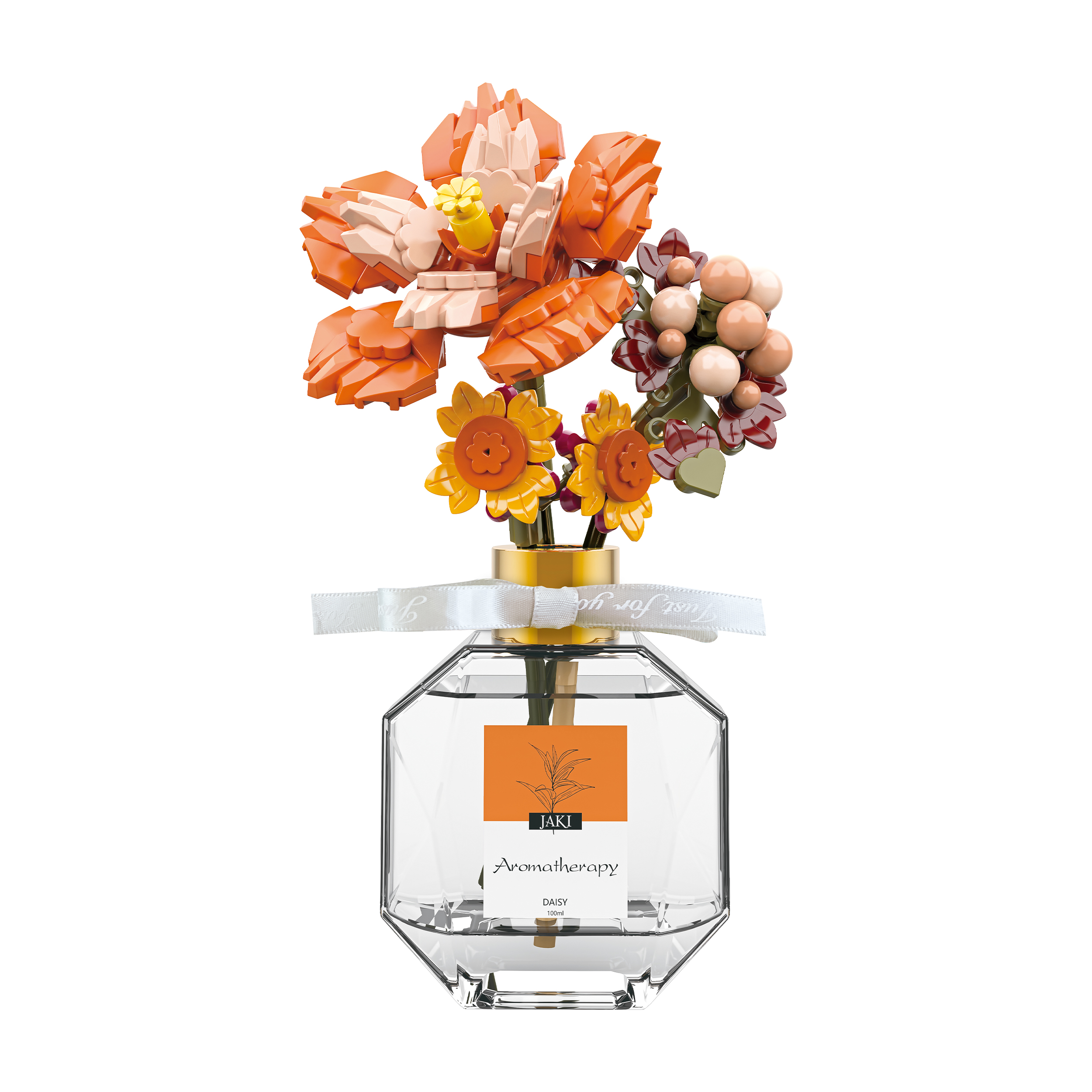 Конструктор 3Д JAKI Цветы в вазе с запахом, ароматизатор, 125 дет JK2505