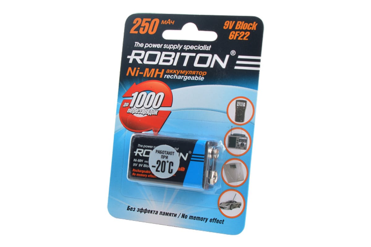 Аккумулятор Крона - Robiton 250mAh 250MH9-1 BL1 (1 штука) 8801