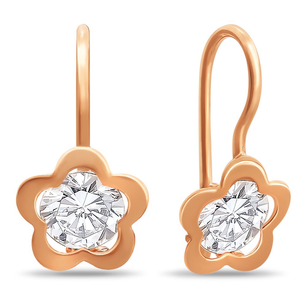 

Серьги из красного золота 585Gold 602000467, фианит, 602000467