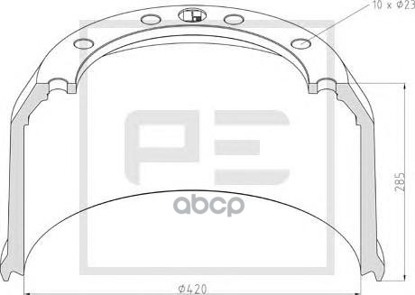 046.424-00A Торм.Барабан 420Х200 H=284 D=290/335 N10X23 Bpw Hs/Hz Eco Maxx