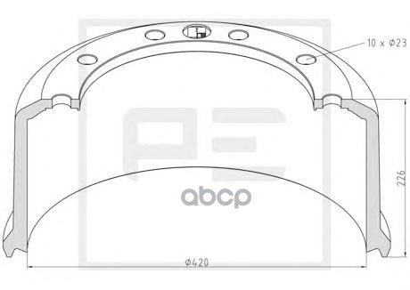 046.627-10A Торм.Барабан New Под Шпильку 420X180/192 H=226 D=290/335 N10X23 Bpw Hz/S 9010