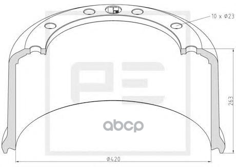 046.635-00A Торм.Барабан 420X200/210 H=263 D=290/335 N10X23 Bpw Hz/S 12010