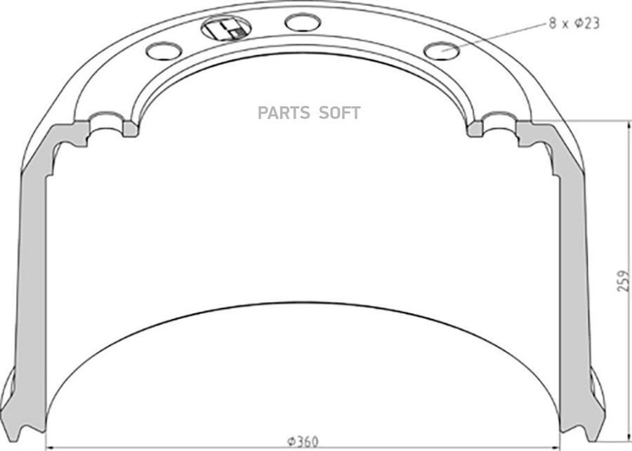 046.700-00A Барабан Тормозной 360X200 H=259 D=230/275 N=8X23 Bpw