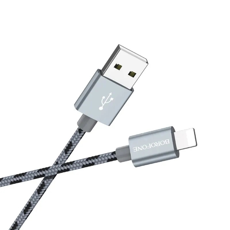 Дата-кабель Borofone BX24 Ring, USB - Lightning, 2.4A, серый (03385)