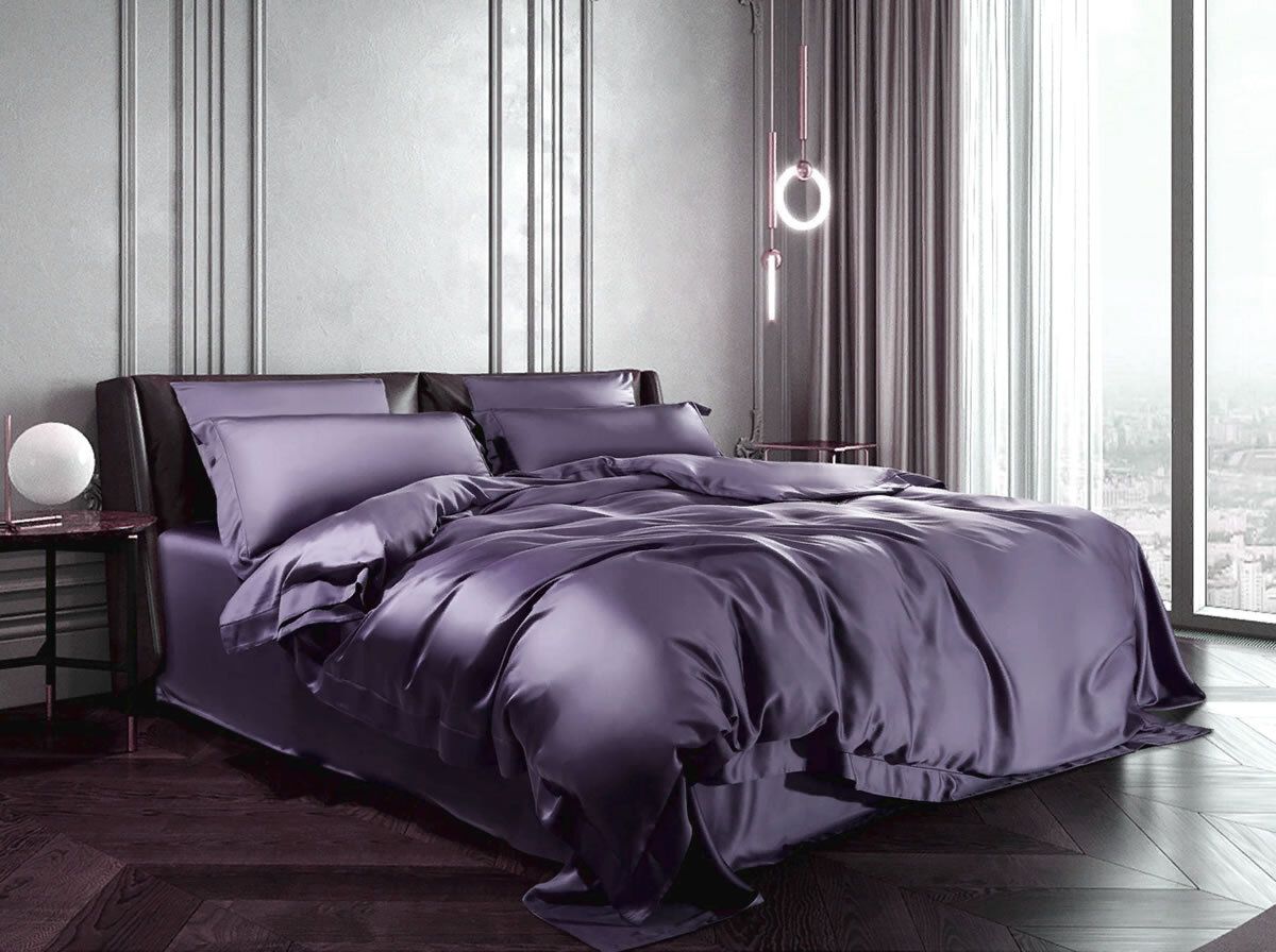 

Постельное бельё Maktex тенсель Евро x30см Королевский пурпур с наволочками 50х70, Постельное белье тенсель Евро на резинке 160х200х30 50х70