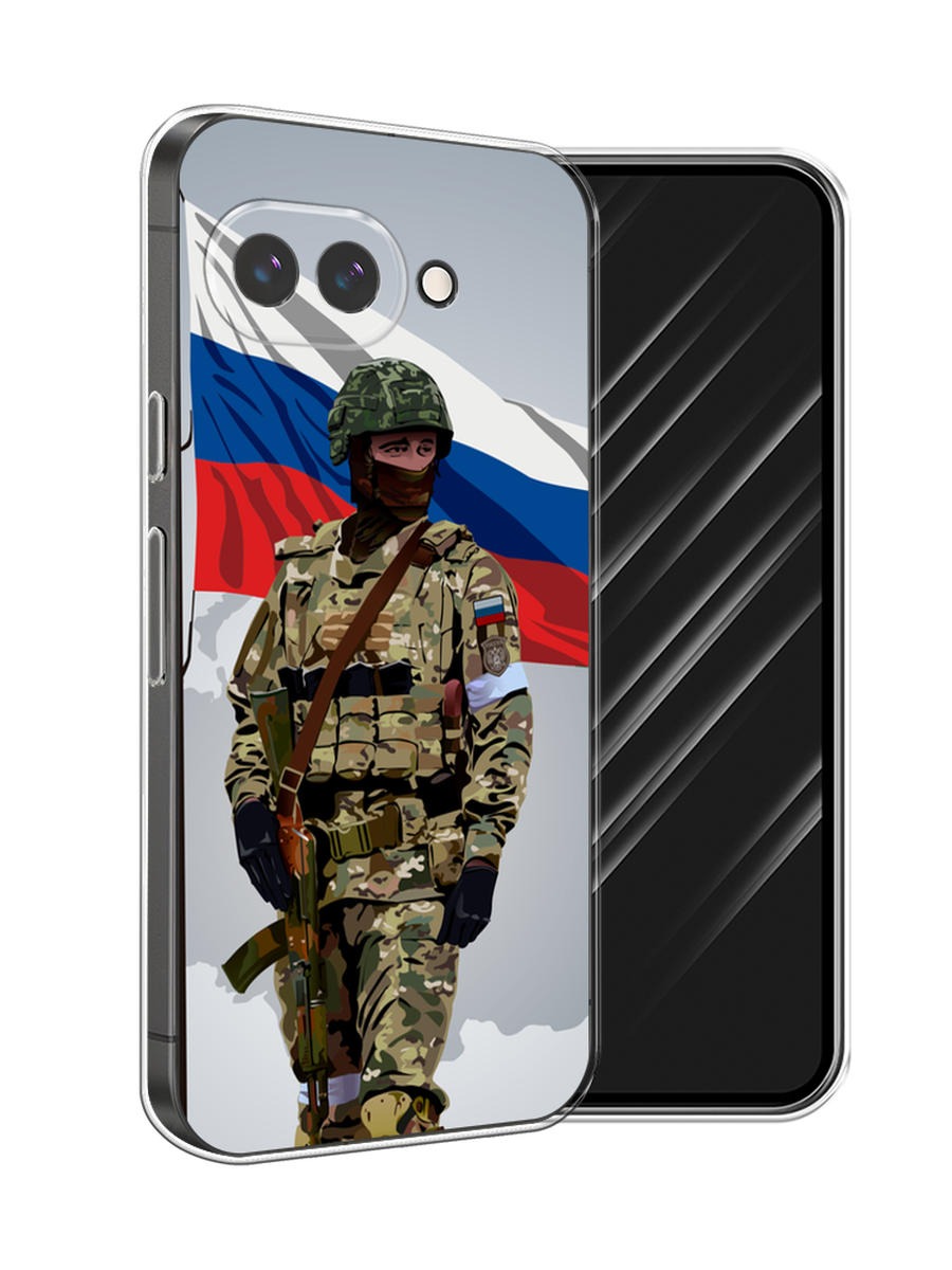 

Чехол Awog на Google Pixel 9a "Солдат с флагом", Белый;синий;красный;зеленый, 272250-1