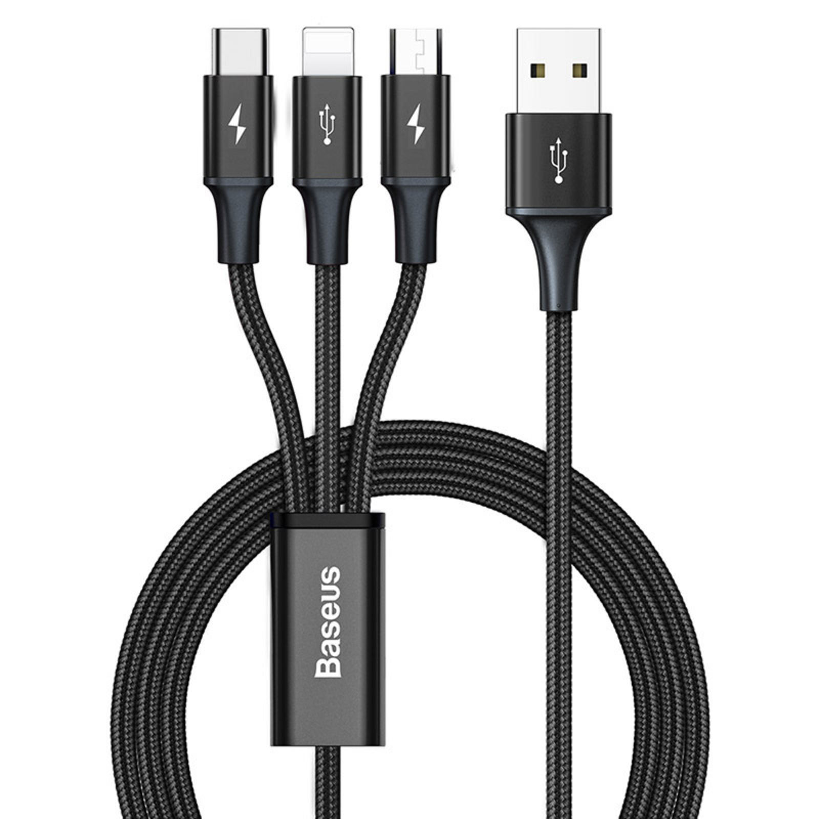 Кабель lightning/type-c/micro - usb Baseus CAJS000001 1.2 м черный