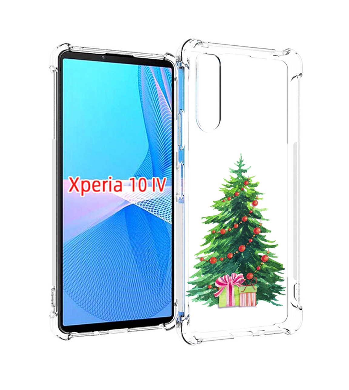 

Чехол MyPads Елка новогодняя с подарками акварель для Sony Xperia 10 IV (10-4), Прозрачный, Tocco