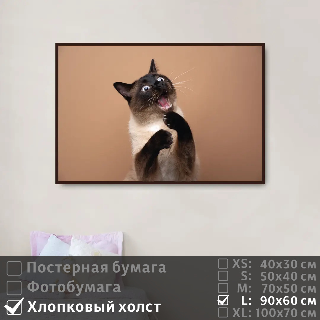 

Постер на холсте ПолиЦентр Портрет забавной кошки 90х60 см, ПортретЗабавнойКошки