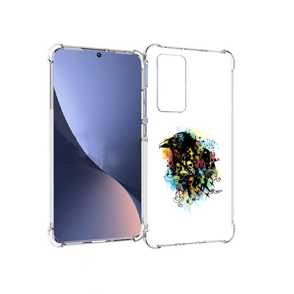 

Чехол MyPads Tocco для Xiaomi 12 ворон и черепа (PT226952.288.273), Прозрачный, Tocco
