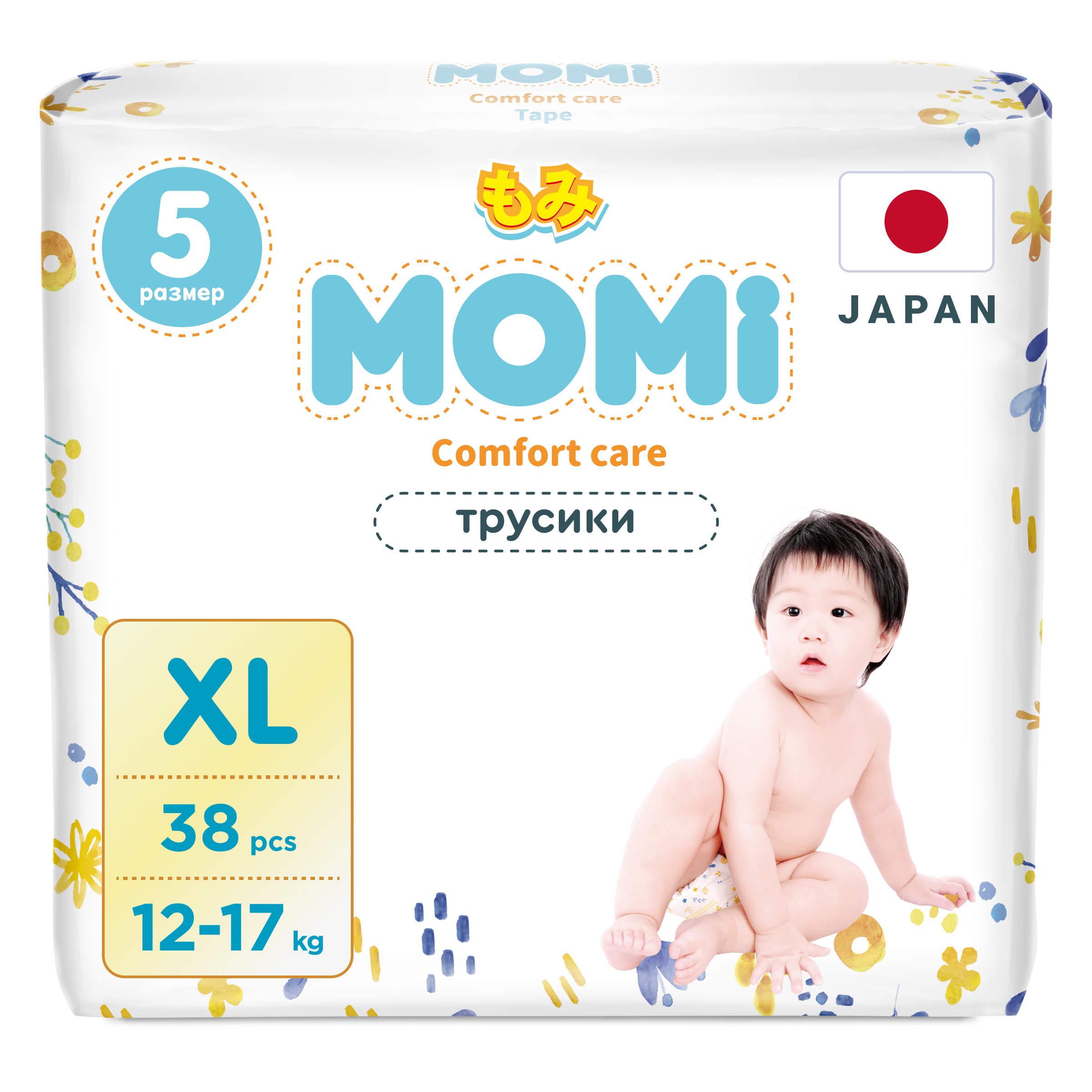 фото Подгузники-трусики детские momi 12-17 кг размер 5 xl 38шт comfort care