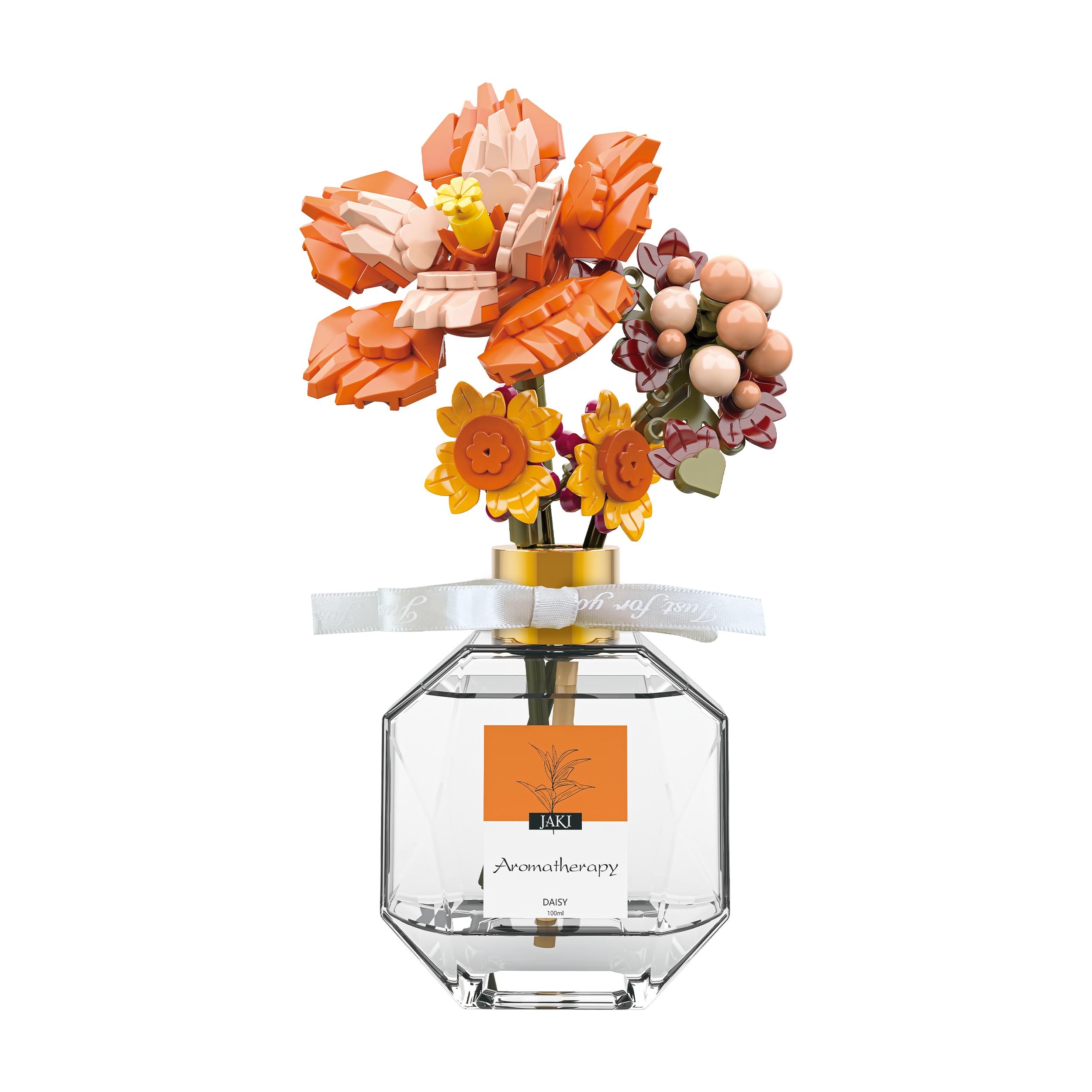 Конструктор 3Д JAKI Цветы в вазе с запахом, ароматизатор, 141 дет JK2506