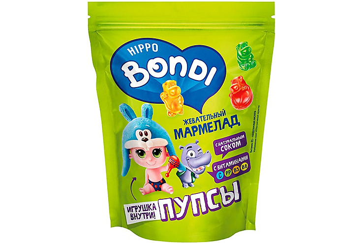 

Мармелад жевательный HIPPO BONDI & FRIENDS с игрушкой Пупсы, 100 г х 2 шт