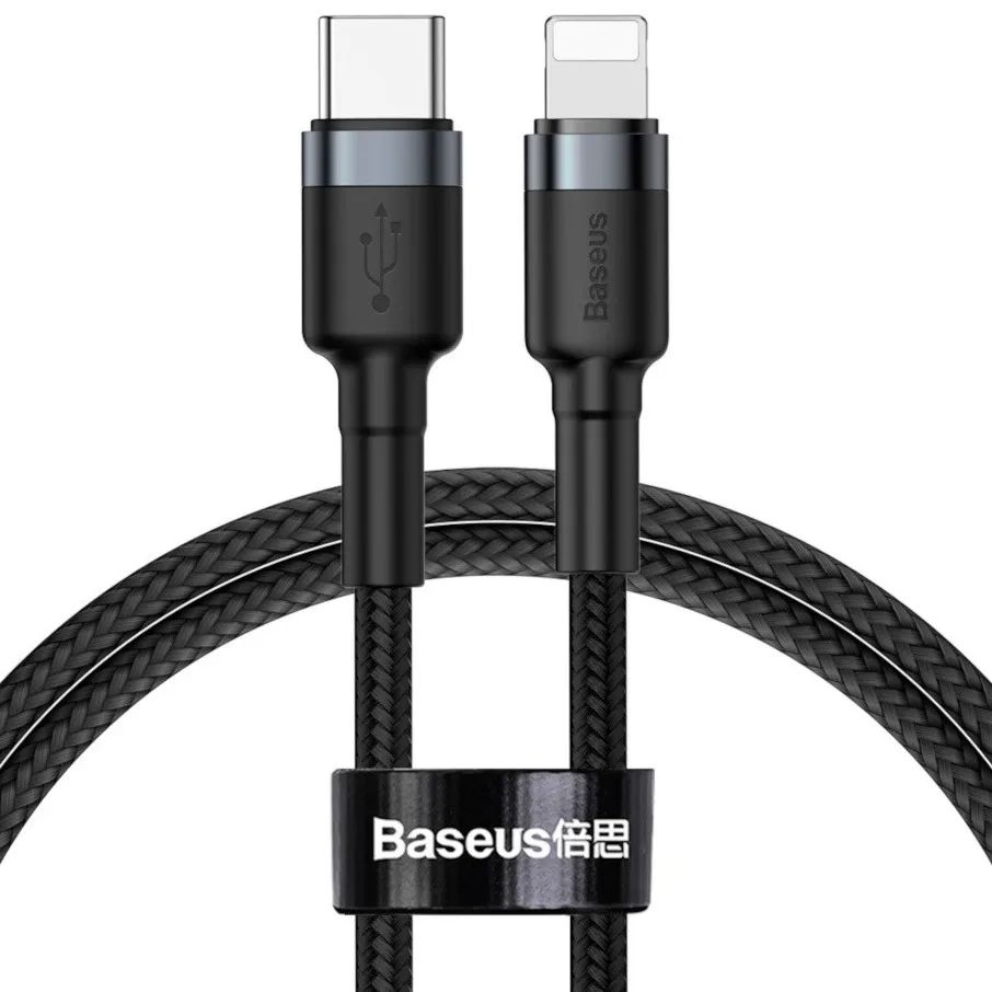 

Аксессуар Baseus Cafule Cable Type-C-Lightning PD 18W 1m Grey-Black CATLKLF-G1