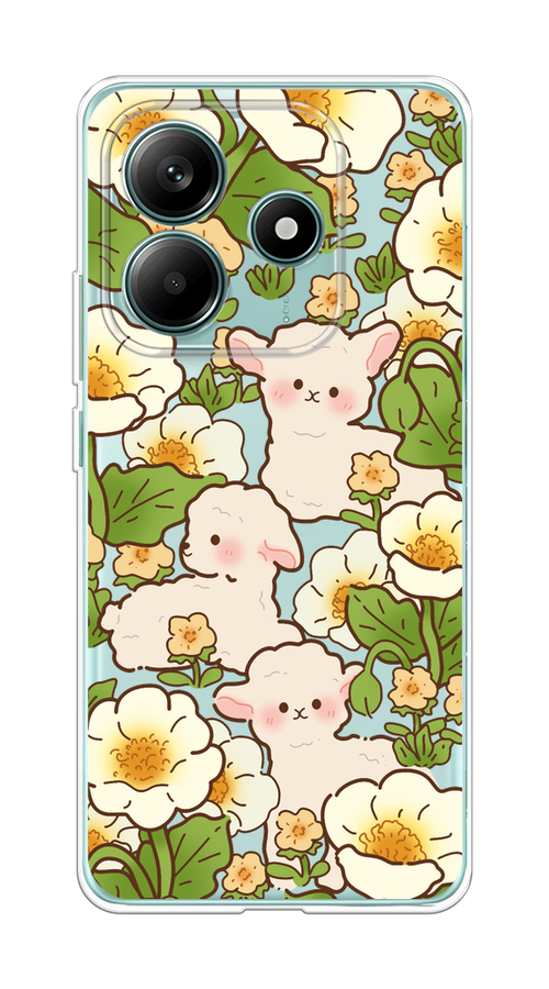 

Чехол на Xiaomi Redmi Note 14 5G "Овечки в цветах", Зеленый;бежевый, 323850-1