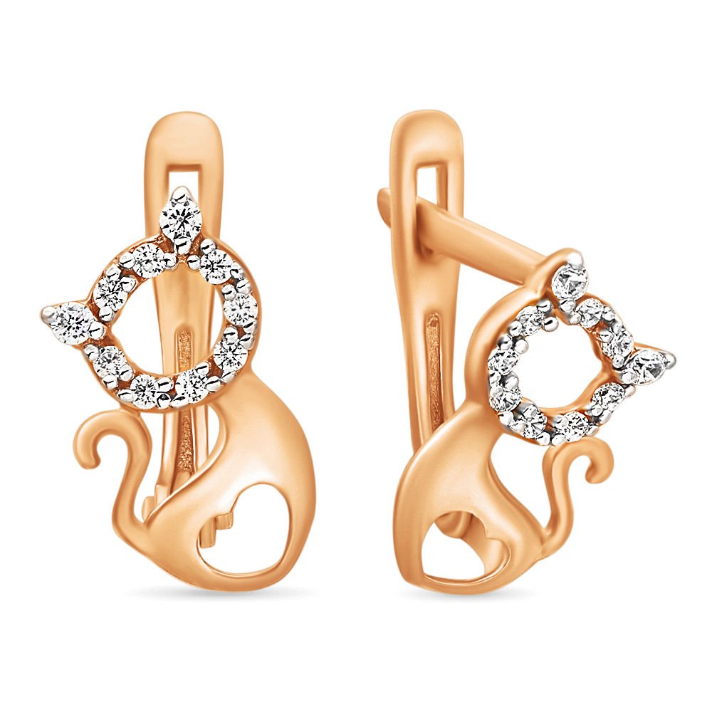 

Серьги из красного золота 585Gold 602000538, фианит, 602000538