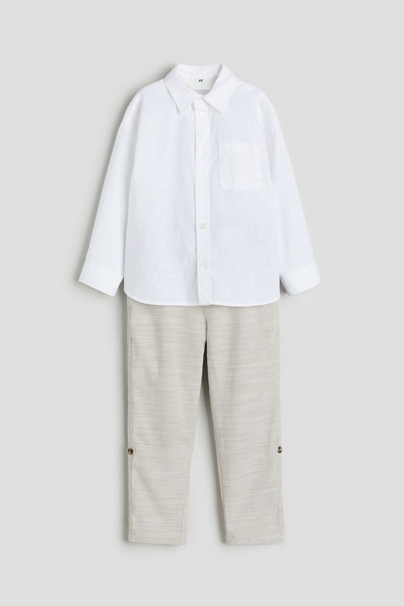 

Костюм повседневный детский H&M 1134085, белый; светло-бежевый, 104, 1134085