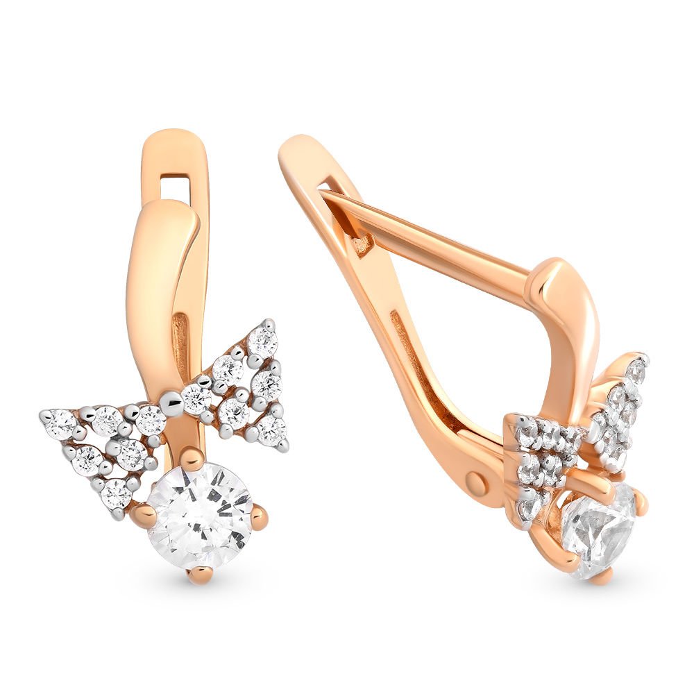 

Серьги из красного золота 585Gold 602000567, фианит, 602000567