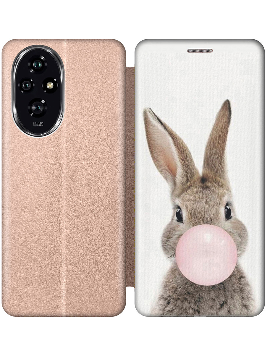 

Чехол-книжка на Honor 200 с принтом "Заяц с жвачкой" золотой, Золотистый;белый;коричневый;розовый, 783978412