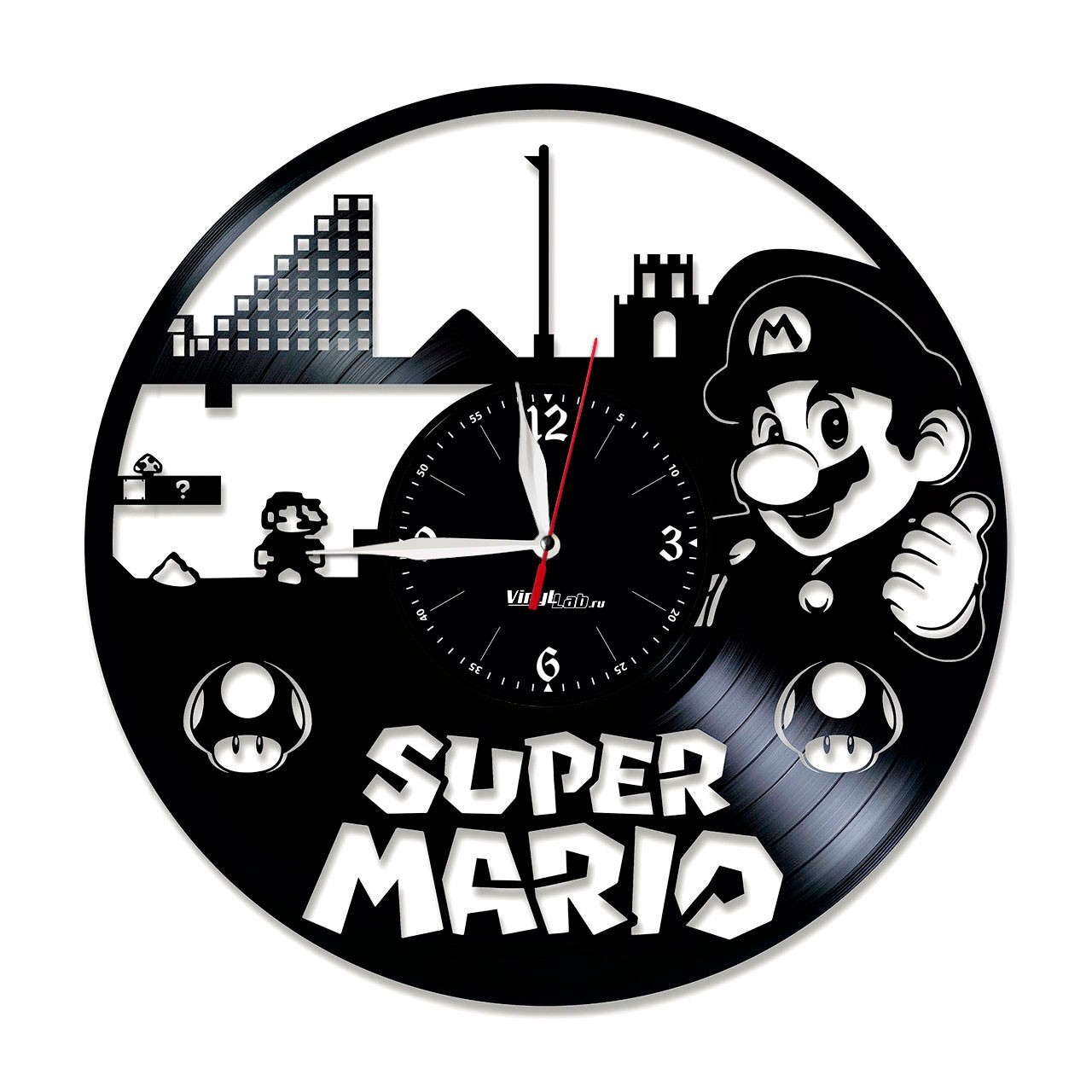 

Часы из виниловой пластинки (c) VinylLab - Super Mario