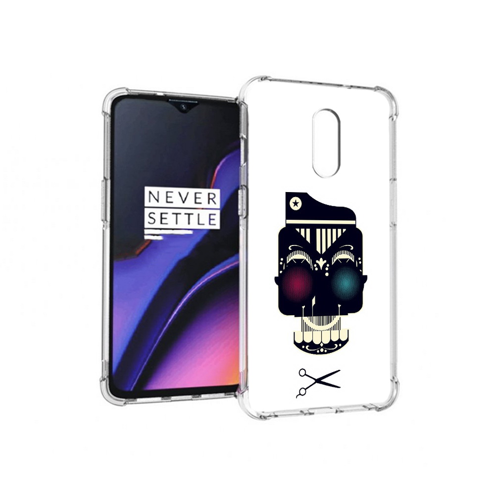 

Чехол MyPads Tocco для OnePlus 7 черно белый скелет с яркими глазами (PT227043.140.687), Прозрачный, Tocco