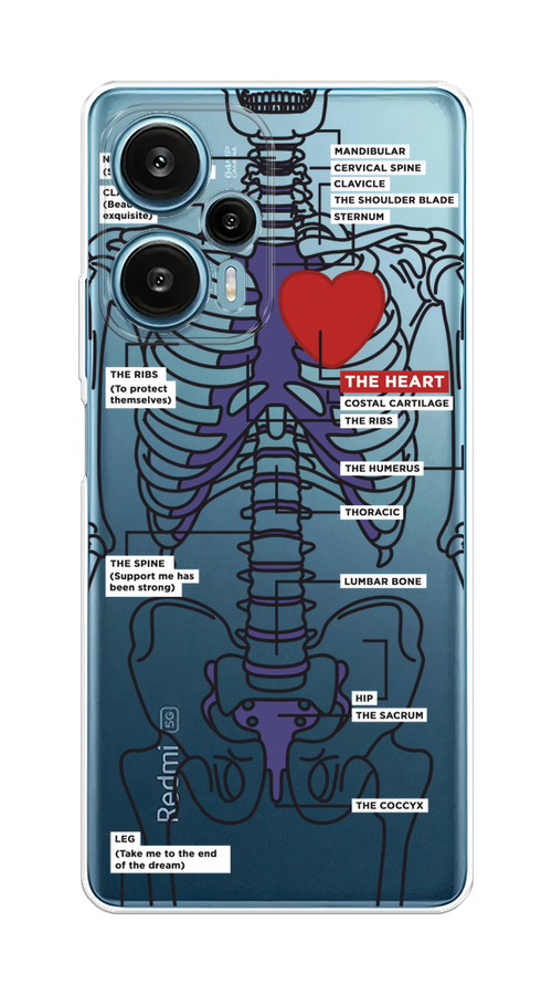 

Чехол на Xiaomi Redmi Note 12 Turbo/Poco F5 "Скелет человека", Прозрачный;синий;красный, 318450-1