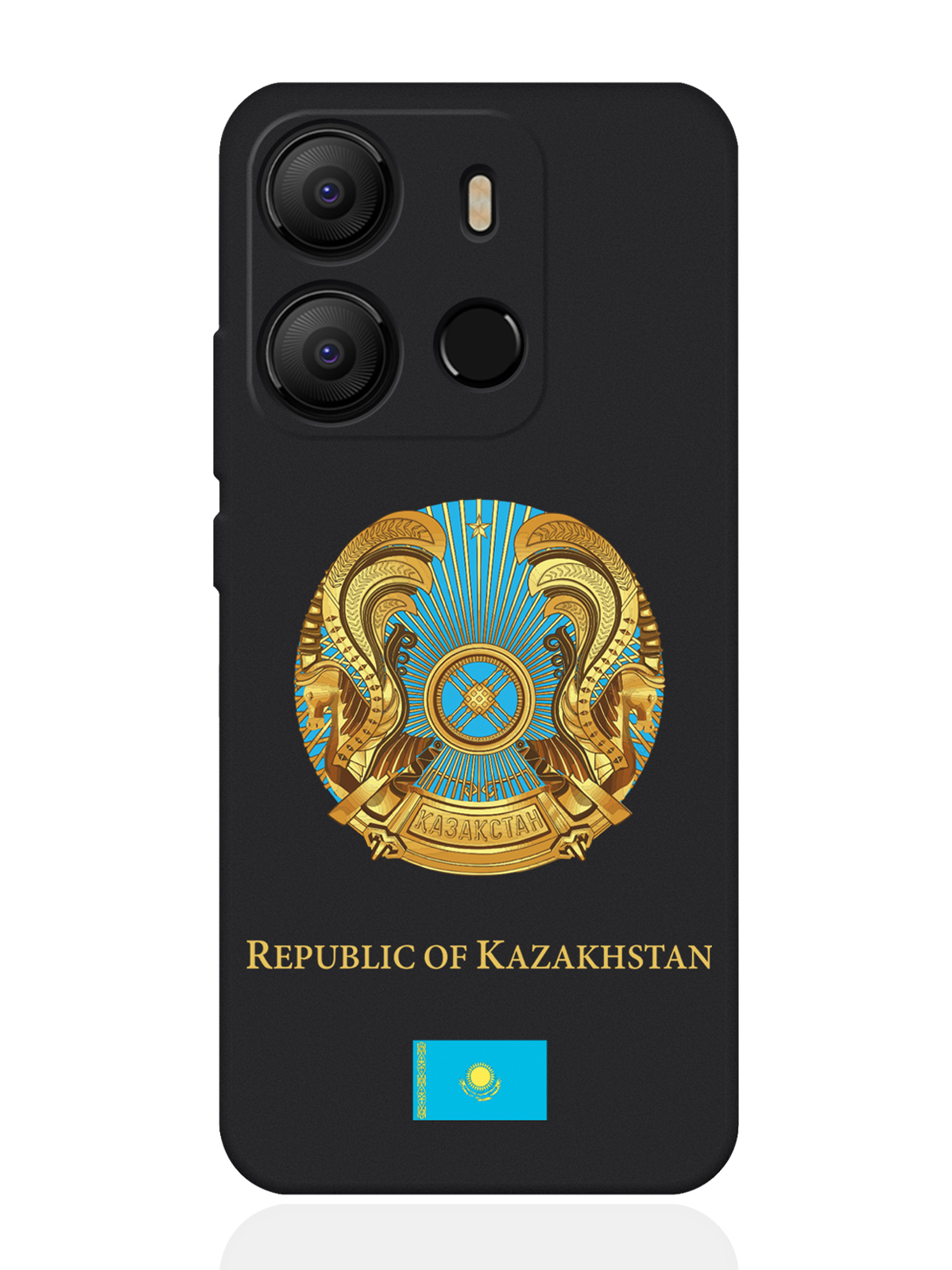 

Чехол для Tecno Pop 7 Герб Казахстана черный, Разноцветный
