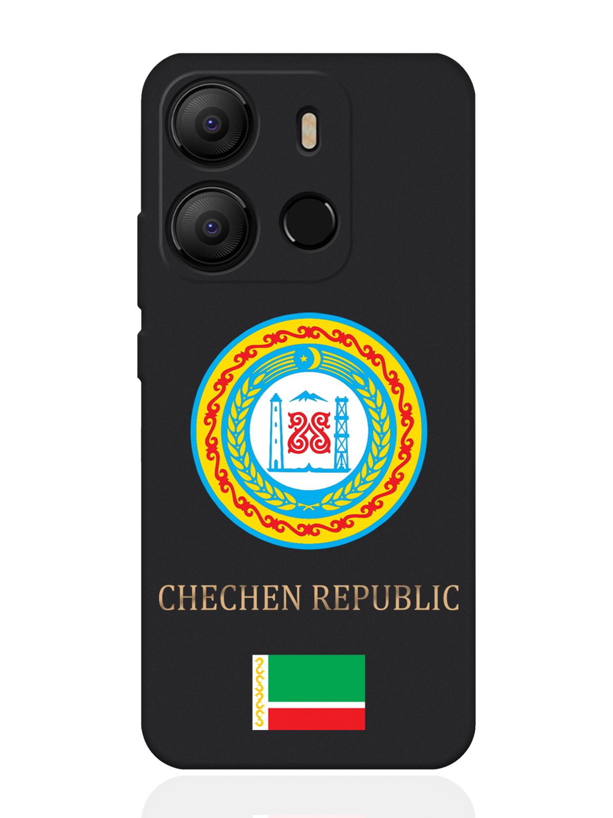 

Чехол для Tecno Pop 7 Герб Чечни черный, Разноцветный
