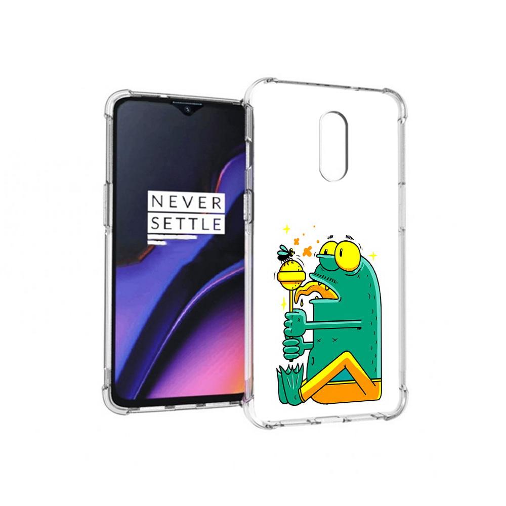 

Чехол MyPads Tocco для OnePlus 7 Зеленая лягушка с чупа чупсом (PT227043.140.85), Прозрачный, Tocco