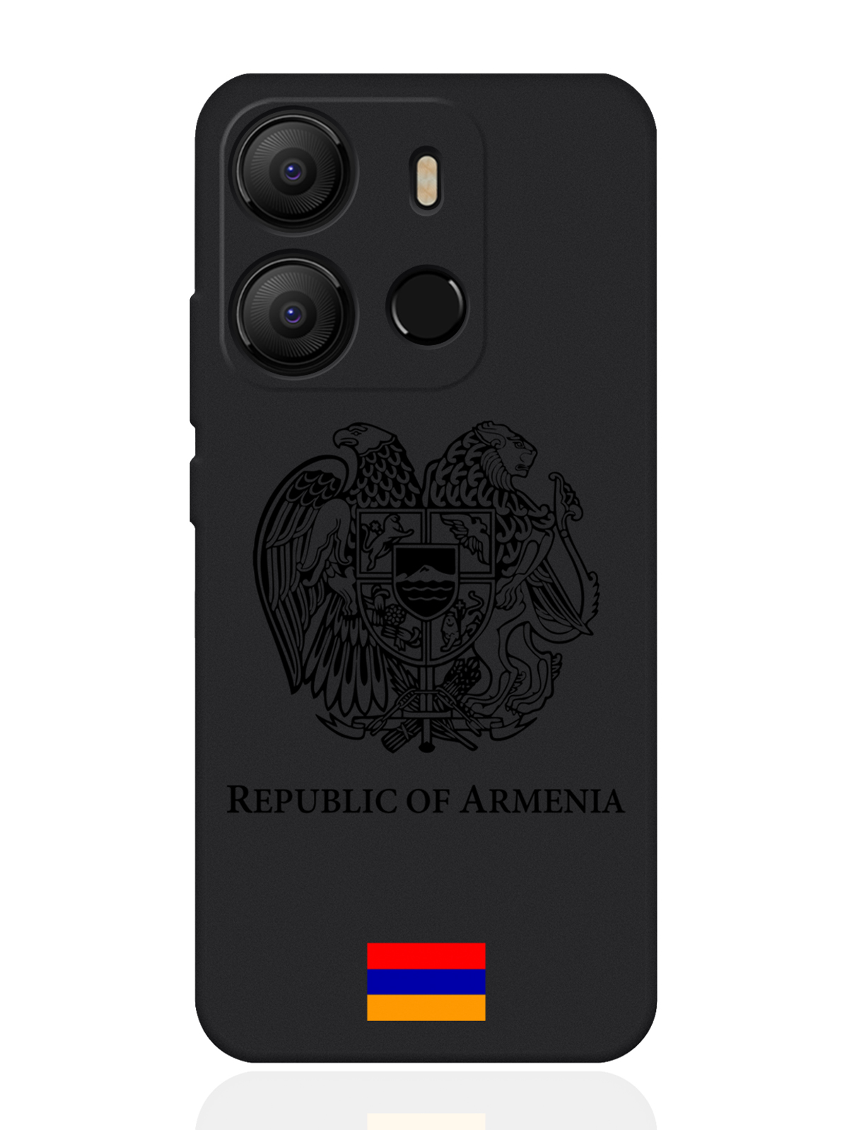 

Чехол для Tecno Pop 7 Черный лаковый Герб Армении черный