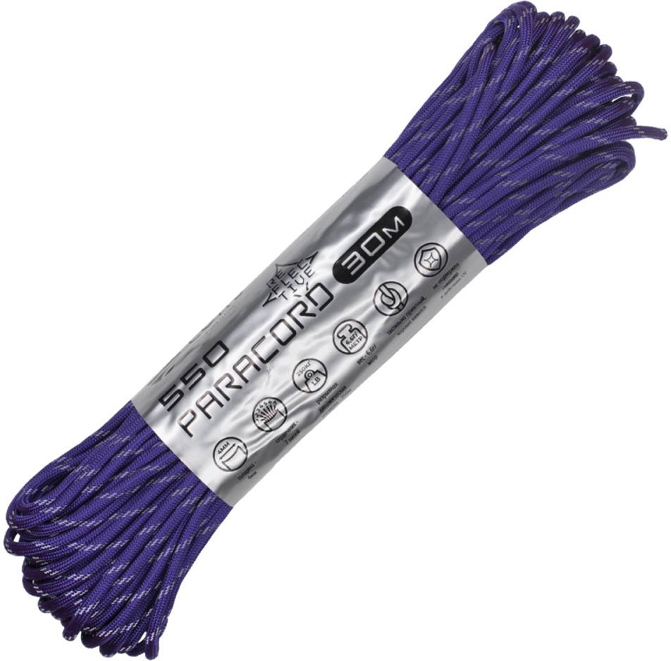 

Паракорд 550 Cord 30м световозвращающий (purple), Фиолетовый