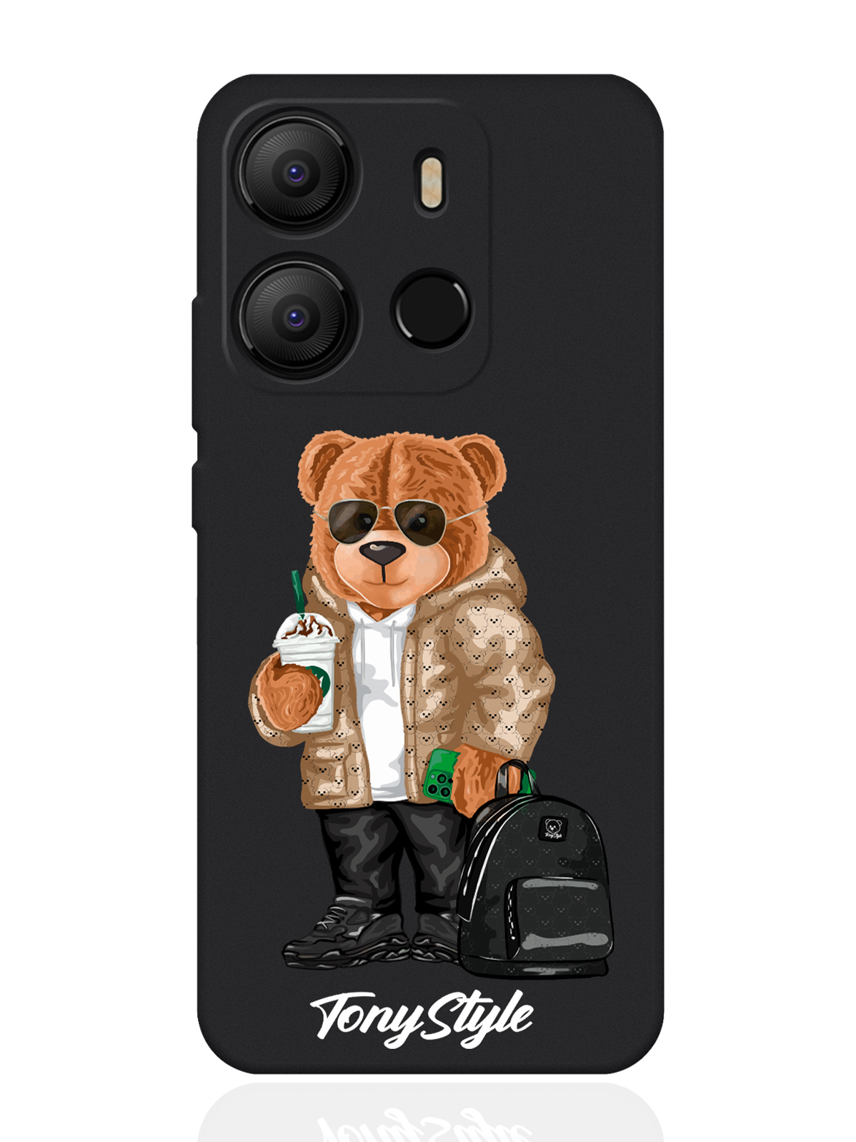 

Чехол для Tecno Pop 7 Tony Style в очках черный, Коричневый;черный;белый