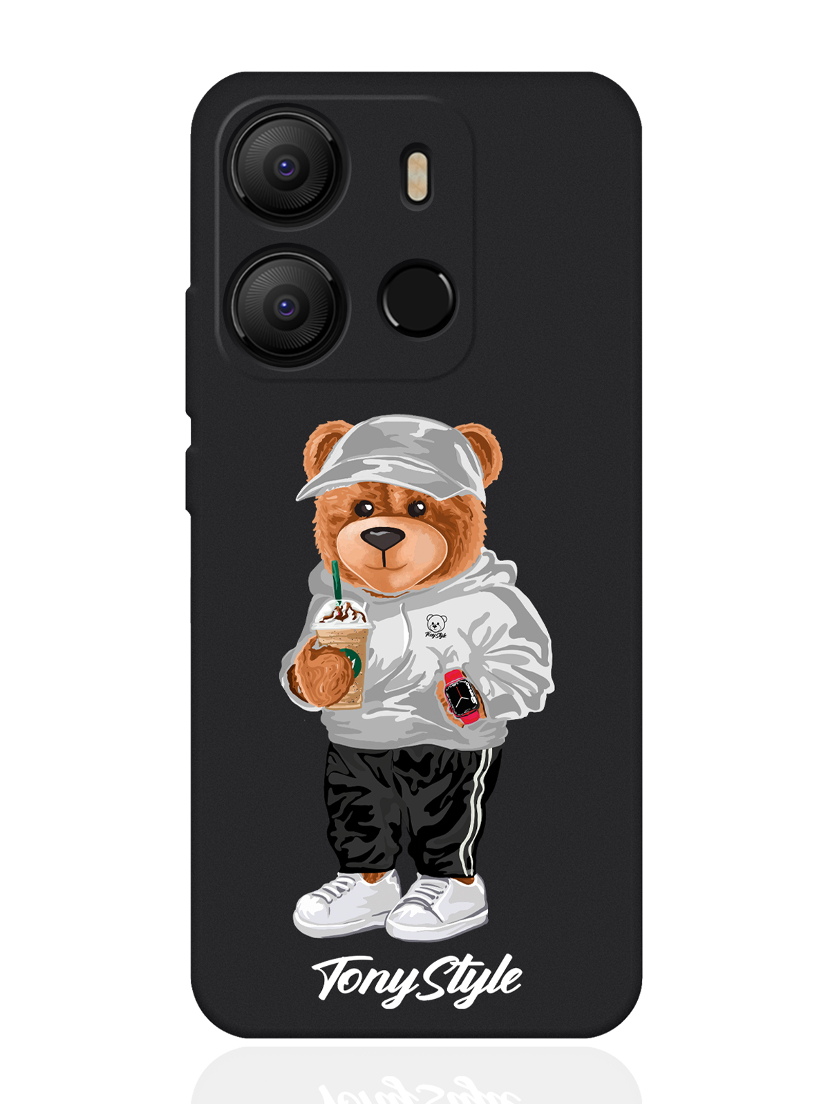 

Чехол для Tecno Pop 7 Tony Style с кофе черный, Серый;белый;черный