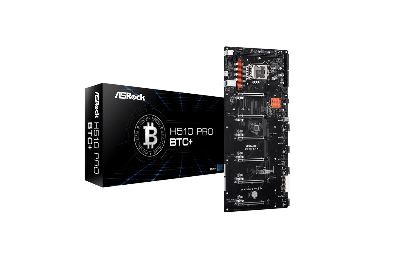 фото Asrock h510 pro btc+ lga 1200 intel h510 ddr4 sdram 6xpci-e hdmi gblan sata