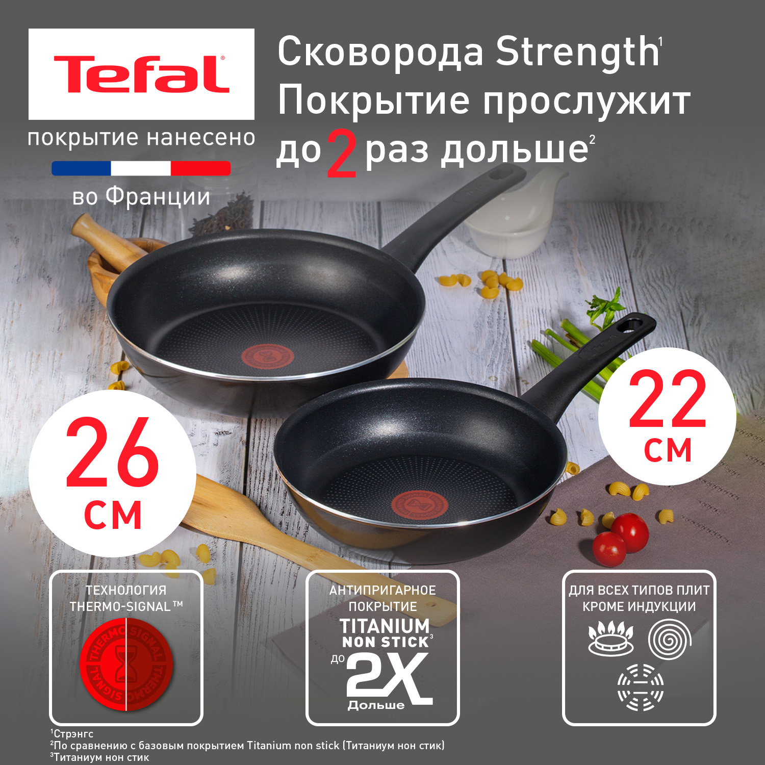 Набор антипригарных сковород 22 см и 26 см TEFAL